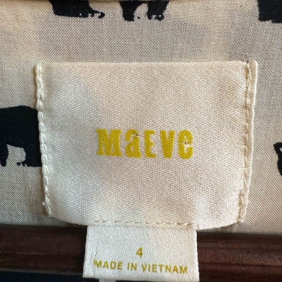 Maeve by Anthropologie Woodland Walk Black and Cream 3/4 Sleeve Blouse - Picture 6 of 10